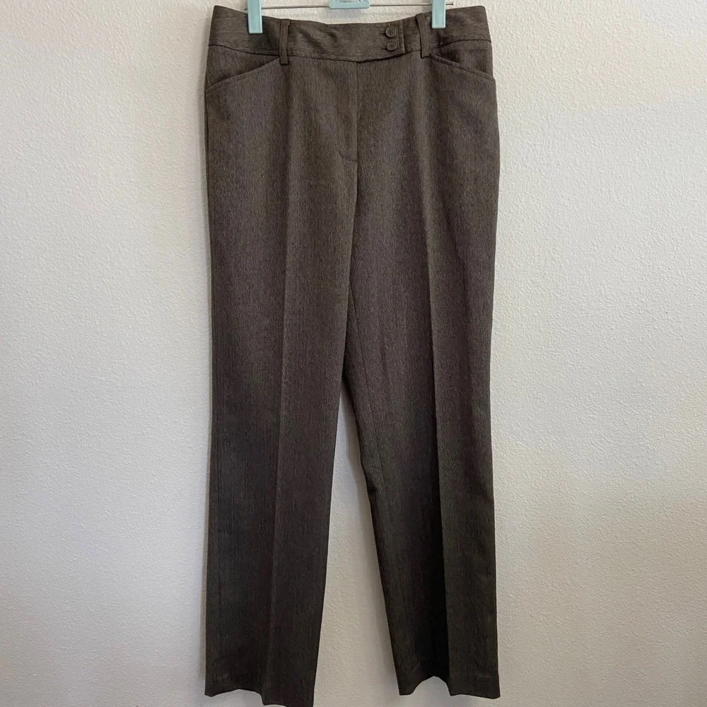 Peter Nygard Dress Pants‎ Career Trouser Brown Herringbone Stretch Size 8